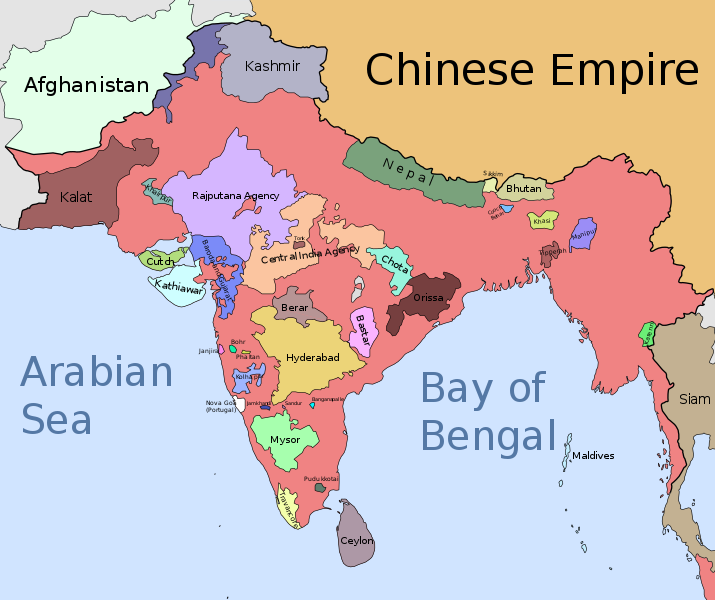 Map of British Raj in 1909