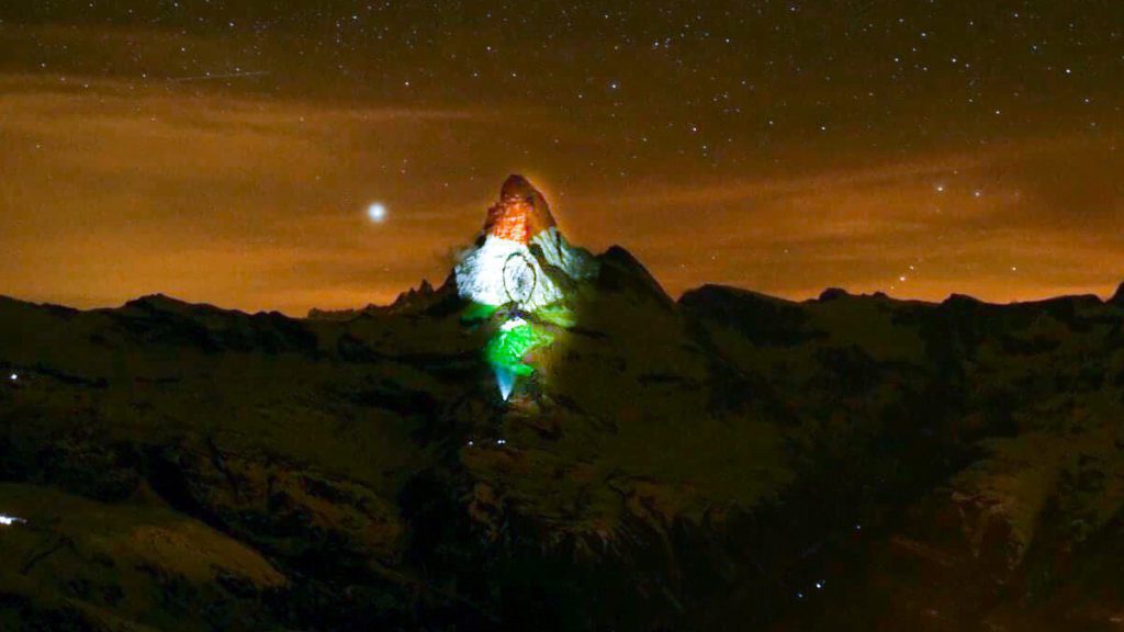 Indian Tricolour Projected  Matterhorn