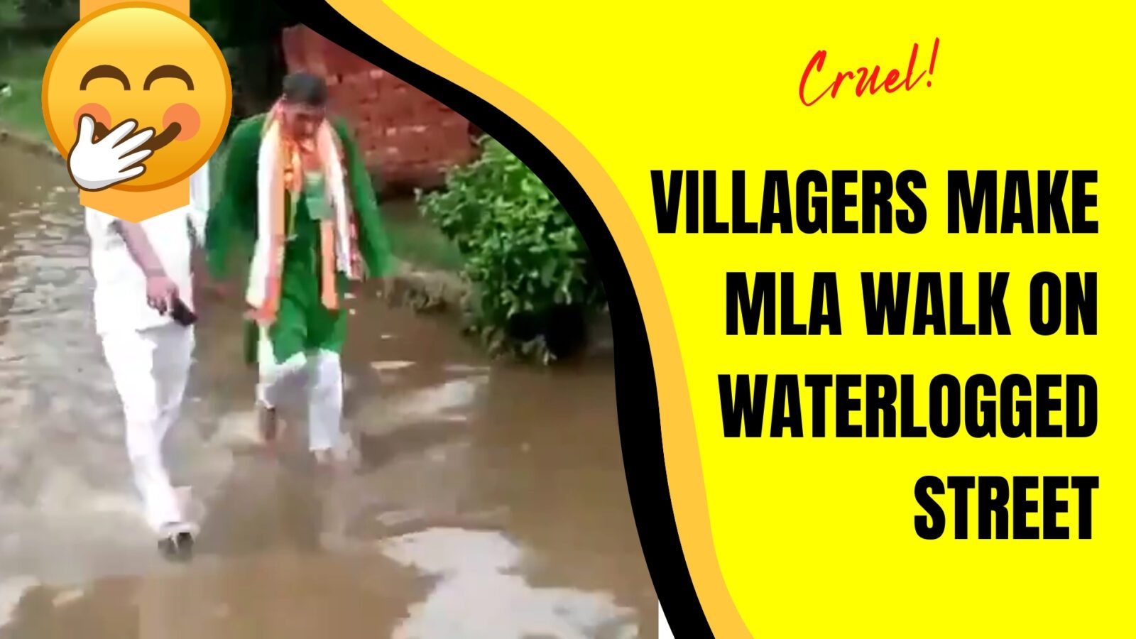 Angry Villagers Make MLA Walk On Waterlogged Street