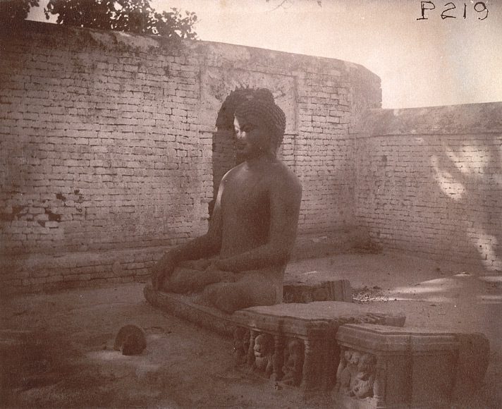 A statue of Gautama Buddha at Nalanda in 1895