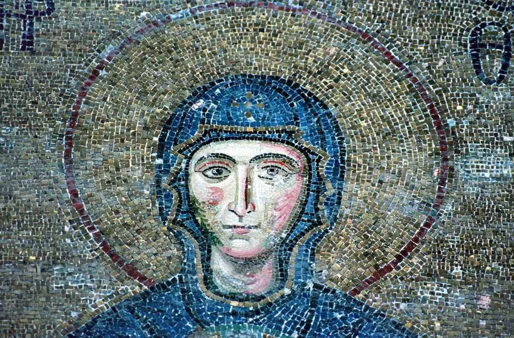 Byzantine mosaics from the 5th century depicting St Mary
