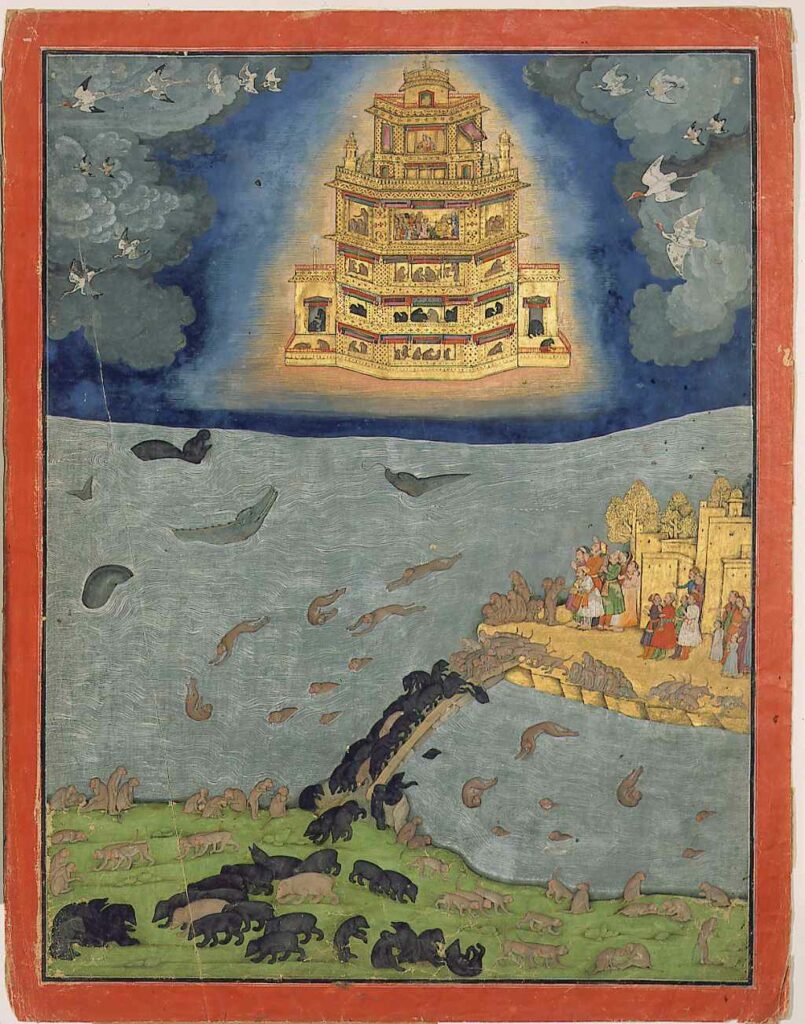 The Pushpaka vimana flying in the sky
